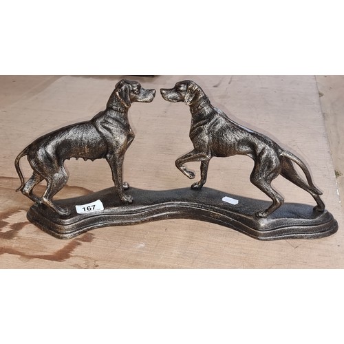 167 - Star Lot : A very impressive large solid bronze very heavy sculpture of two graceful pointer dogs. T... 