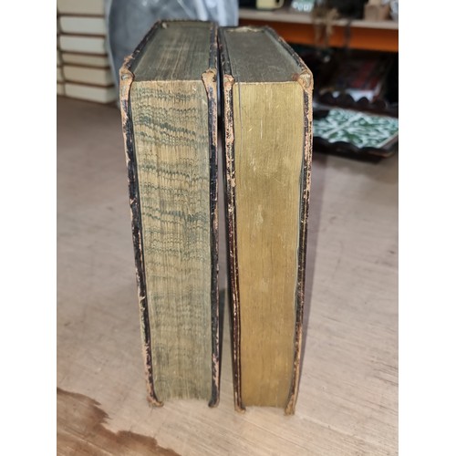 173 - Two magnificent antique hardback, full leather Bibles dating to 1815 and 1817 with one featuring gil... 