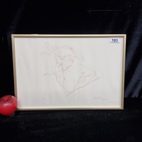 103 - Star Lot: A brilliant original Thomas Ryan (b.1929 - d.2021) chalk sketch titled 