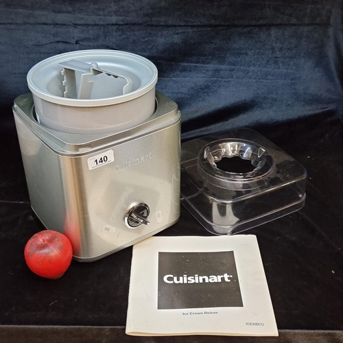 140 - A high quality Cuisinart deluxe ice cream maker complete with a recipe book. Spring and summer just ... 