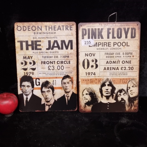 235 - Two metal wall plaques in the form of concert posters, one for Pink Floyd and the other The Jam.