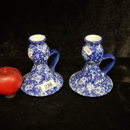 236 - A pair of beautiful Victoria ironstone chamber candlesticks.