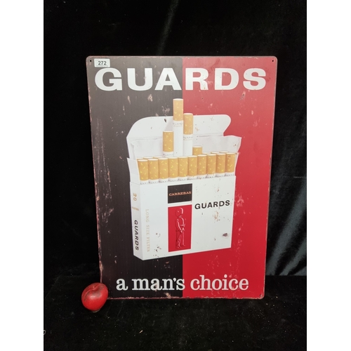 272 - A large metal advertising sign for Guards cigarettes.