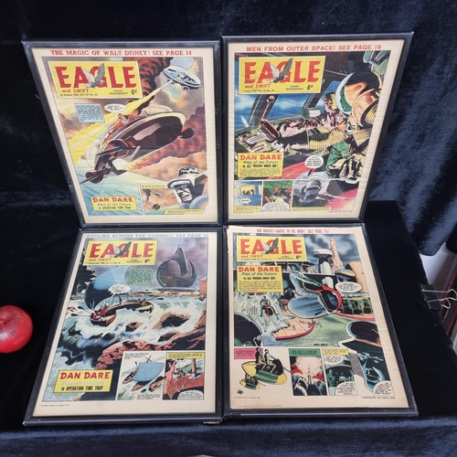 61 - Four framed vintage Eagle and Swift magazine front covers from the 1960s featuring pilot of the futu... 