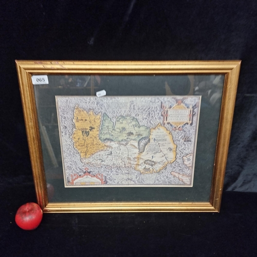 65 - A print of a hand-coloured engraved map titled 