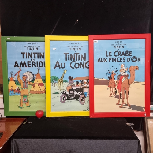 86 - Three very large posters for the Adventures of Tin Tin, including 