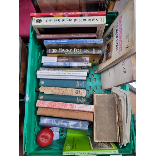 455 - A crate containing a large collection of books of various different interests.