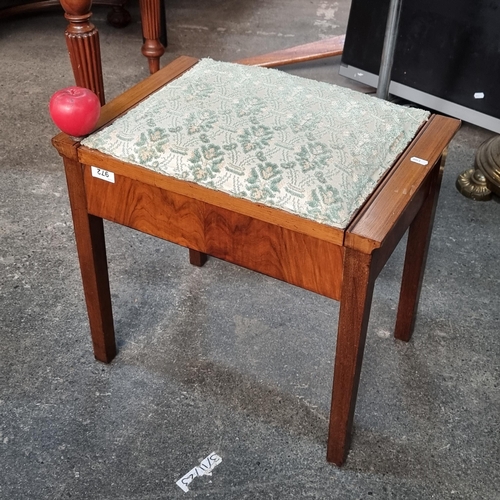 972 - A delightful vintage rosewood piano / foot stool held on straight legs, with cushioned seat upholste... 