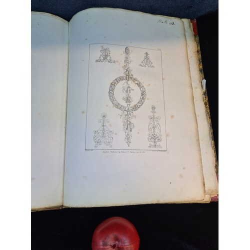 166 - An incredible antique folio hardback book containing 60 plates of Charles Joseph Hullmandel lithogra... 