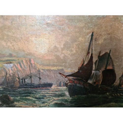 360 - Star Lot: A magnificent 19th century oil on canvas painting. Featuring an English coastal landscape,... 