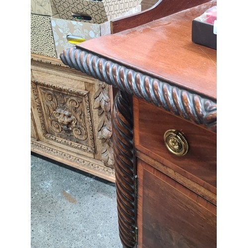 977 - Super Star Lot : A truly remarkable antique Georgian  mahogany side board boasting two cupboards, th... 