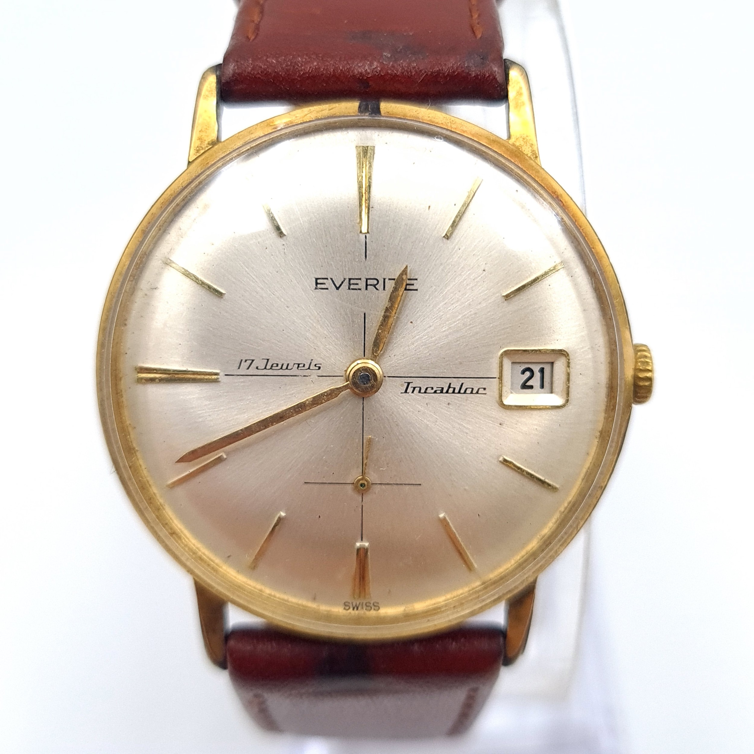 A Swiss wrist watch by Everite. Seventeen Jewels with Inca bloc ...