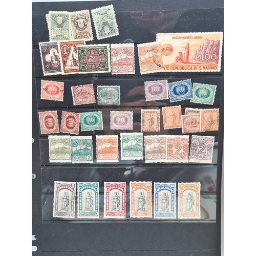 516 - A collection of six sheets of stamps relating to San Marino, Monaco & Sierra Leone. Consisting of  e... 