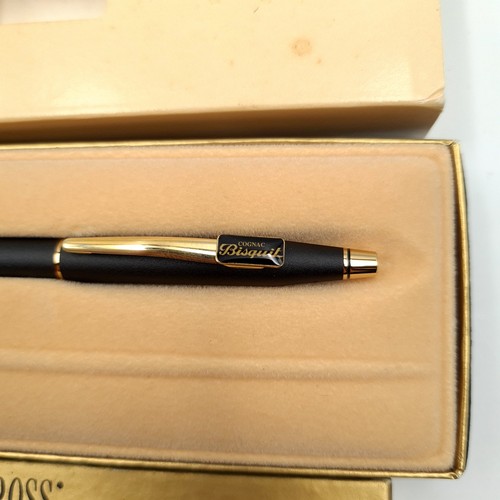 546 - Four good pens consisting of a cross gold filled Biro. Also a cross classic black ball point pen tog... 