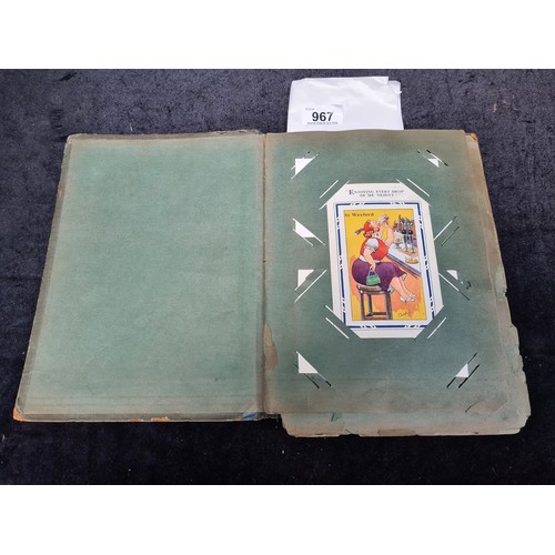 967 - A beautiful vintage early mid century postcard album / scrapbook containing wonderful full colour po... 