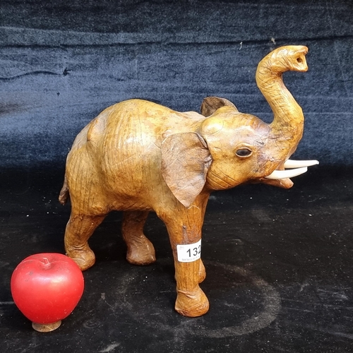 132 - A super sweet vintage molded leather elephant. In good order.