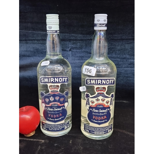 156 - Two brand new sealed large  1 ltr bottles of Smirnoff Vodka.