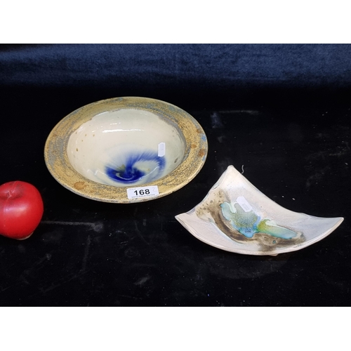 168 - Two striking pieces of studio art pottery including an unusual Amanda Murphy (Waterford) abstract  d... 