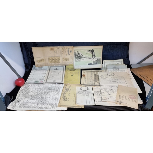 190 - An interesting folder of Antique arabic Ephemra.  Including stamps and a book.