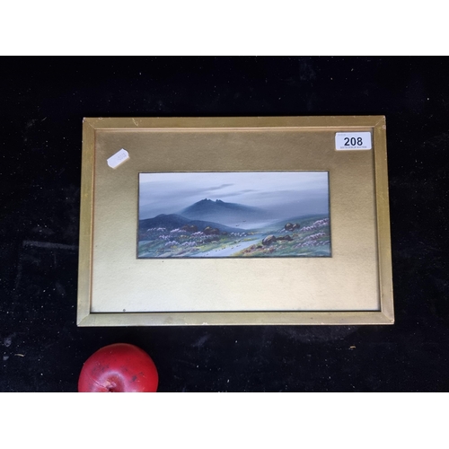 208 - A charming early 20th century gouache on paper painting. Featuring a mountain and stream. Signed ind... 