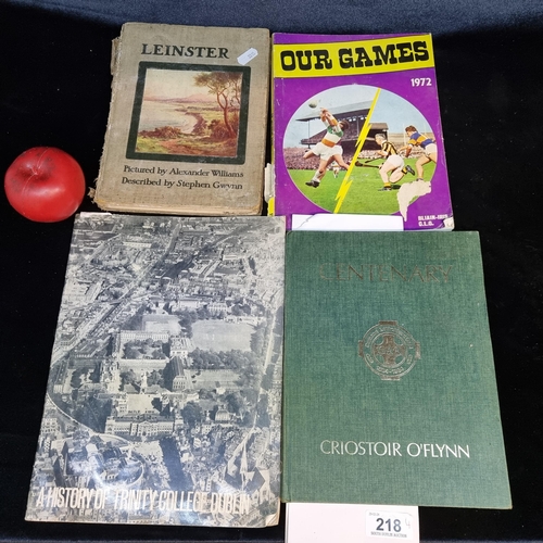 218 - A collection of 4 vintage books of Irish Interest including one hardback book titled 'Leinster - Des... 