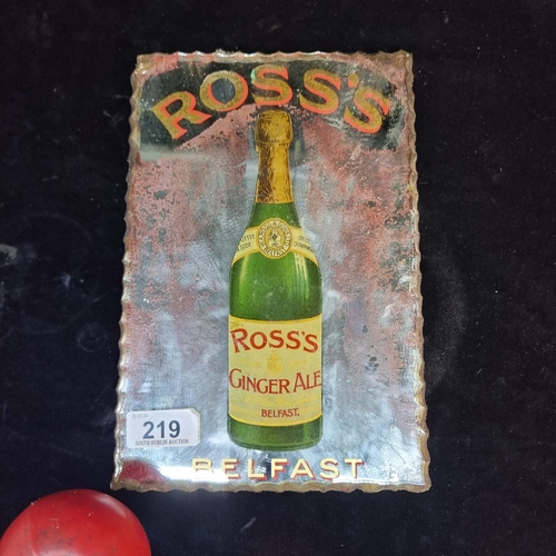 219 - Star Lot  A Super rare 1920's original advertising mirror for Ross's Ginger Ale, Belfast with a gadr... 