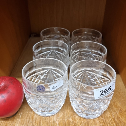 265 - A superb set of six Cork Crystal whiskey tumbler glasses. All in very good condition. Approx €75 eac... 