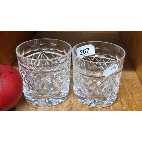 267 - A gorgeous pair of Cork Crystal whiskey glasses. Both in very good condition. Approx €75 each on the... 