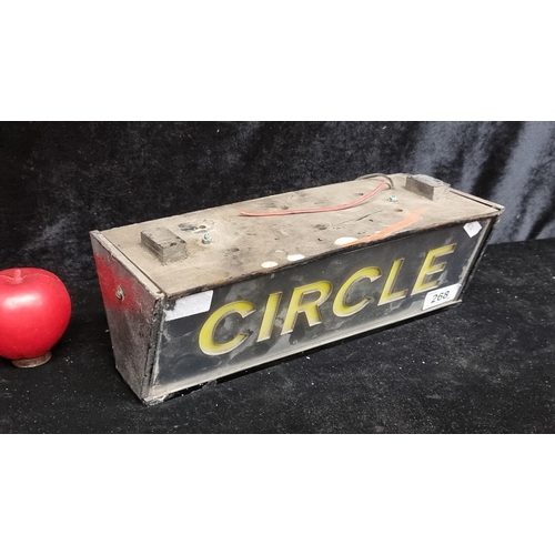 268 - A stunning mid century Original  theatre light up sign reading 'Circle'. From the Savoy Theatre Lime... 