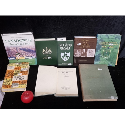 289 - A selection of 8 Irish Interest hardback books covering themes such as music, sport and Clonmel.