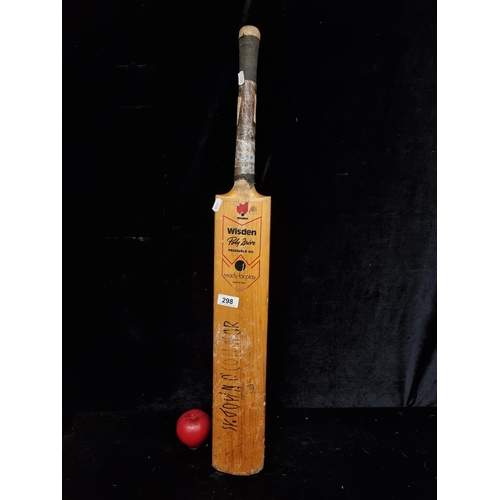 298 - A fantastic Wisden willow cricket bat. Signed 'John O'Connor' also with a handwritten label on the h... 