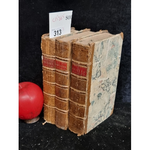 313 - Star Lot : Three incredible 18th century hardback books titled 'Londres. A Lausanne' Including volum... 