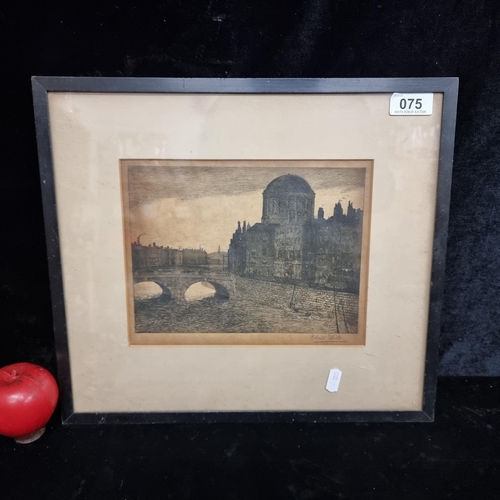 75 - Star lot :An atmospheric antique original Robert Elliott (b.1863 - d.1910) block print engraving fea... 