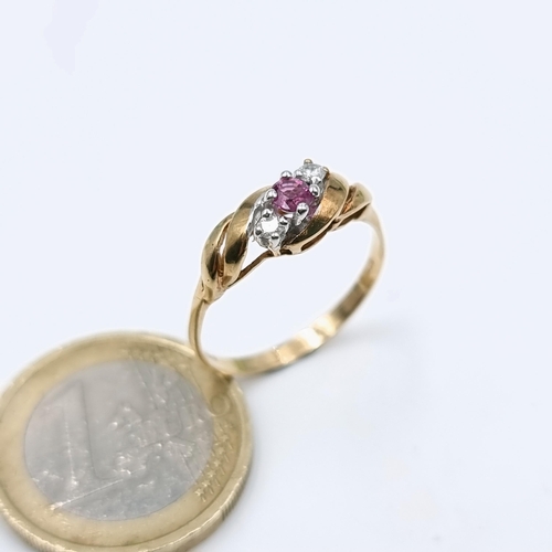 510 - Star Lot : An attractive vintage nine carat gold ruby and diamond ring. Size - Q. Weight - 1.66 gram... 