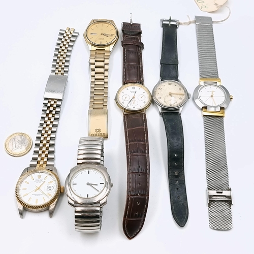 515 - A collection of six watches with straps of interest a Seiko and Accurist example.