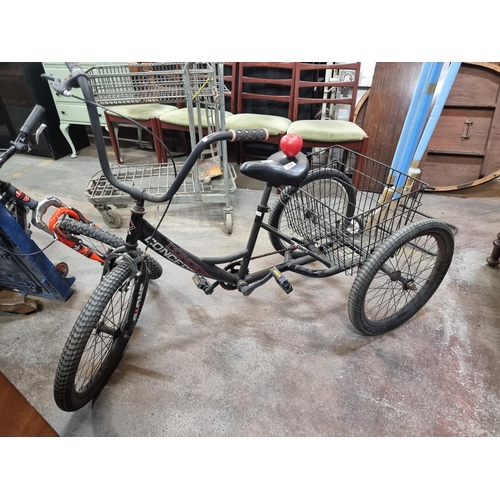 1025 - A super vintage tricycle, with sturdy metal frame and spacious rear basket, perfect for collectors o... 