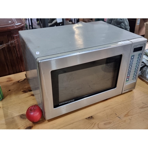 927 - A MenuMaster commercial microwave with 10 programme settings, in a silver grey finish.