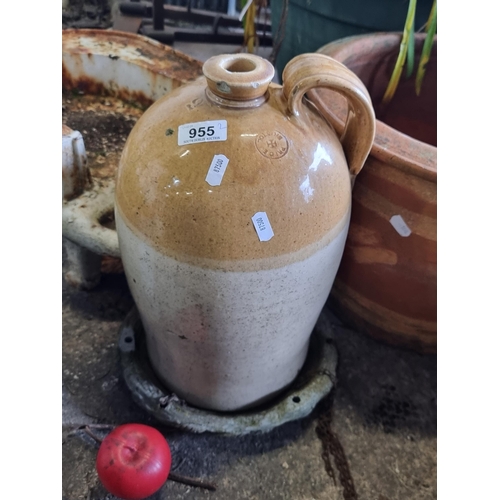 955 - A super two-tone glazed stoneware flagon with makers stamp 'Price Bristol' with the number 2. Lot al... 