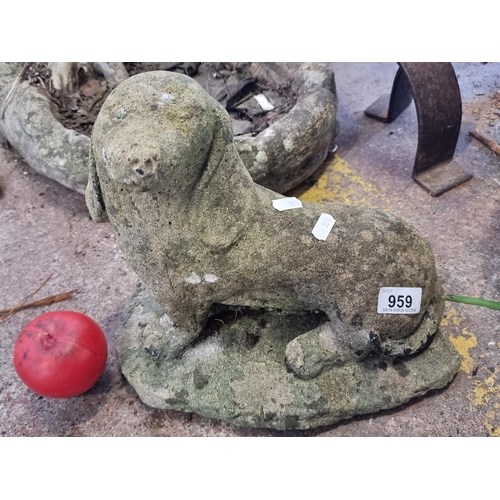 959 - A lovely antique stone garden sculpture of a dog, great addition to any garden or patio ensemble.