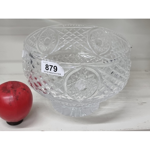 879 - An elegant and well crafted footed large  Tyrone Crystal fruit bowl with acid mark to base.