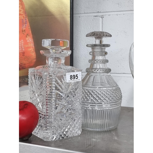 895 - Two stunning decanters with stoppers. Including a fabulous Georgian example and a square cut crystal... 