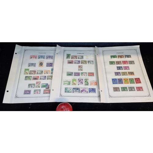 140 - A collection of 3 full pages of Nassaland mint stamps from 1937, 1945 and 1951 with George VI and El... 