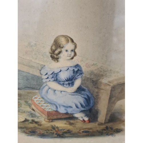 78 - A wonderful antique original Agnes Jeffrey (19th century) watercolour and pencil on paper painting d... 