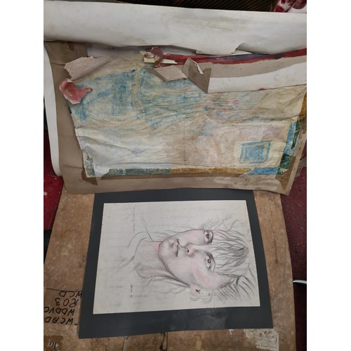 151 - A large original and Irish school artistic portfolio of paintings and drawings from Laura Venables d... 