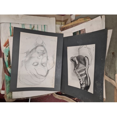 151 - A large original and Irish school artistic portfolio of paintings and drawings from Laura Venables d... 