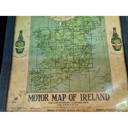 171 - A fantastic original piece of vintage Perrier advertising depicting a motor map of Ireland. Circa 19... 