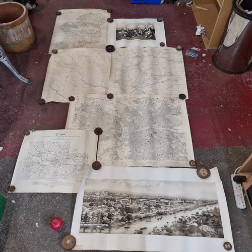 191 - Seven antique Irish maps and photographs, including an ordnance survey map of county Cork, An ordonn... 