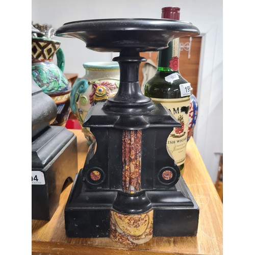 194 - Star Lot: A fantastic 19th century French antique marble clock and garniture set with rare double me... 