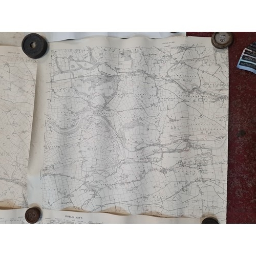 191 - Seven antique Irish maps and photographs, including an ordnance survey map of county Cork, An ordonn... 