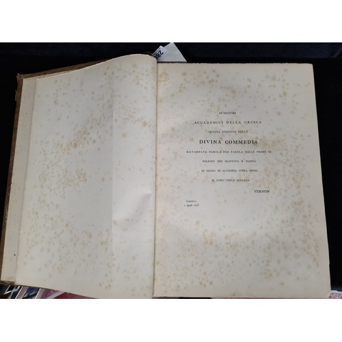 286 - An antique very large folio hardback quarter leather bound book titled 'Le Prime Quattro Edizioni De... 